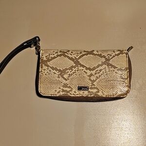 Jewell Faux Crocodile Leather Clutch Wristlet